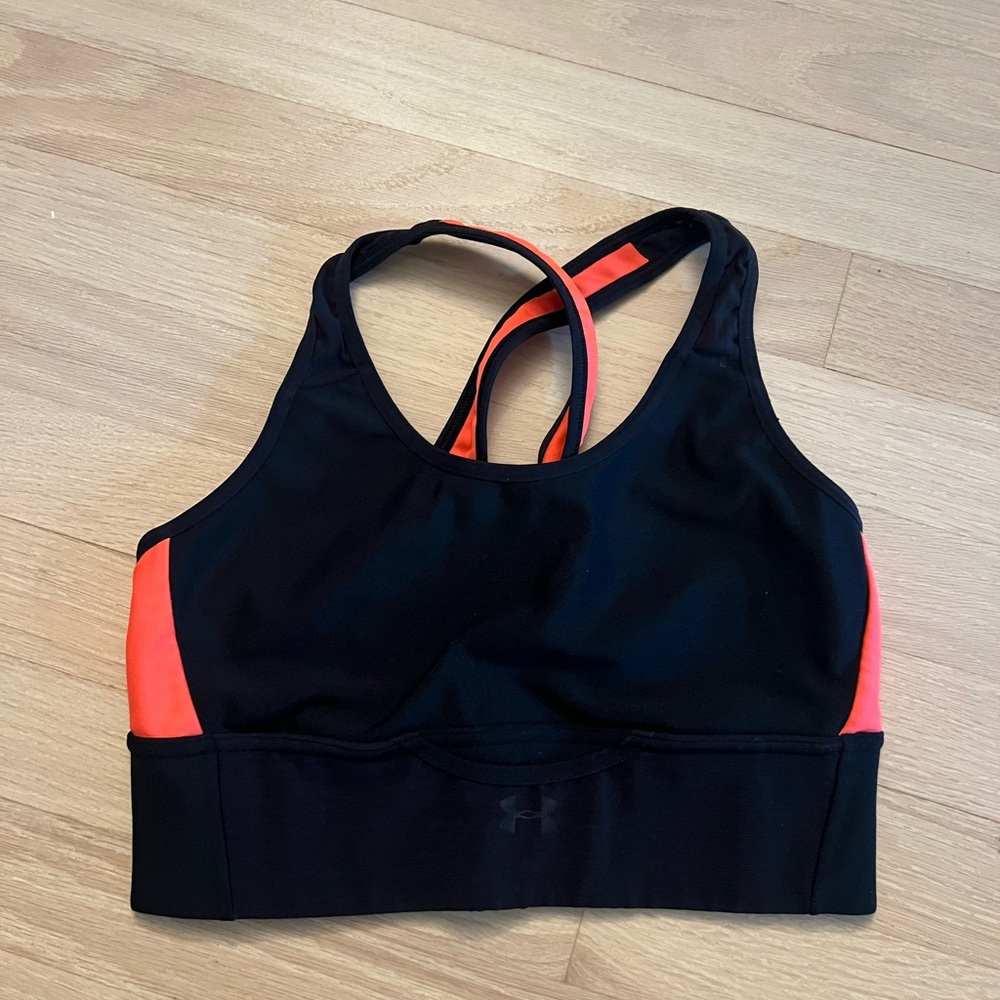 Under Armour Black and Coral/Orange Sports Bra